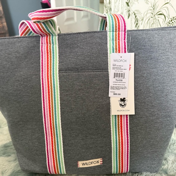 Wildfox Gray Tote with Colorful Straps💜 - Picture 2 of 4